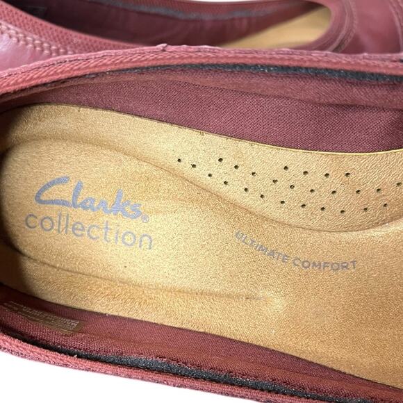 CLARKS Meadow Opal Chestnut Leather Slip On‎ Flat Loafer Ballet Slipper Size 8.5 - Picture 6 of 8
